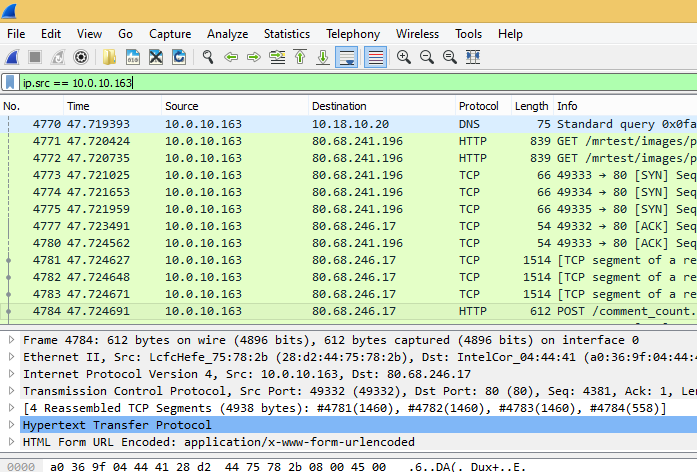 Например, мы хотим отфильтровать по IP адресу отправителя 50.116.24.50