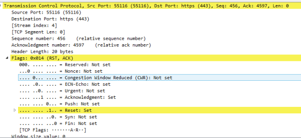 TCP Reset (TCP RST ACK) - что это и как искать причину?