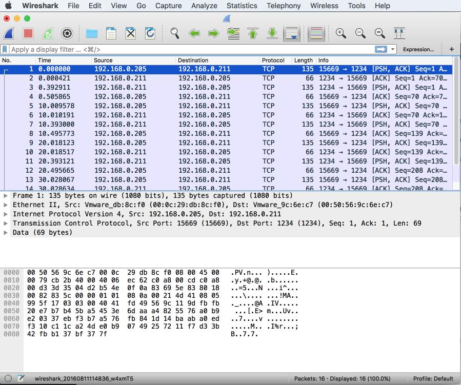 с помощью Wireshark для удобства анализа двунаправленного трафика, используя функцию Merge