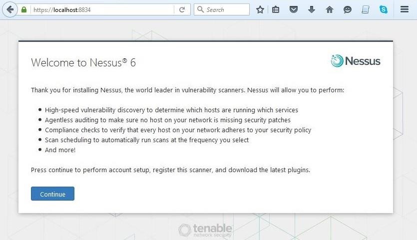 Настройка Nessus Home