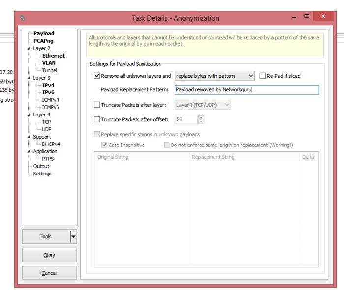 удалить корпоративную информацию и персональные данные из файла дампа трафика